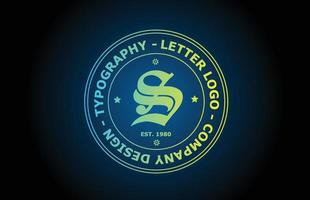 S vintage alphabet letter logo icon design in green color. Creative template for label and badge vector