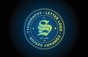 S diseño de icono de logotipo de letra del alfabeto vintage en color verde. plantilla creativa para etiqueta e insignia vector