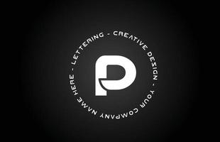 círculo p diseño de icono de logotipo de letra del alfabeto en blanco y negro. plantilla creativa para negocios y empresas. vector
