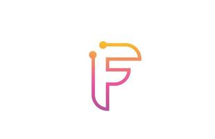 F pink alphabet letter icon logo design with dot. Creative template for company and business with line vector