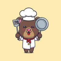 lindo oso chef mascota personaje de dibujos animados vector