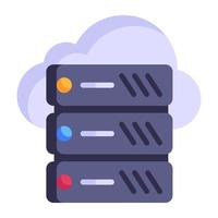 Server hosting flat style icon with premium downloadable facility vector