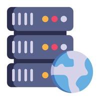 Modern flat style icon of server hosting, editable vector