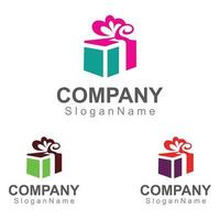 Gift box surprise logo design vector template Image art