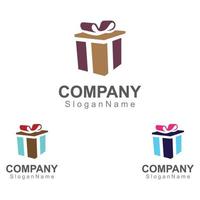 Gift box surprise logo design vector template Image art