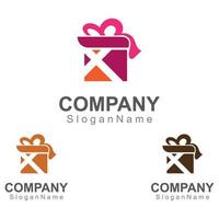 Gift box surprise logo design vector template Image art