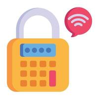 Padlock with internet signals, flat icon of Wi-Fi password, vector