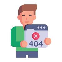 An editable flat style icon of website error