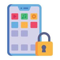 A well-designed flat icon of mobile lock vector