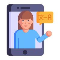 Language learning app, phone interpreter flat icon vector