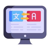 aprendizaje de idiomas en línea, icono plano del sitio web de traducción vector