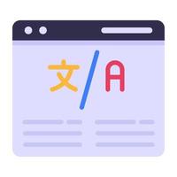 Online language learning, flat icon of translation website vector