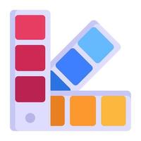 A modern flat icon of color swatches, editable vector