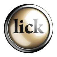 lick word on isolated button photo