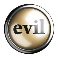 evil word on isolated button photo