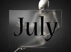 July word on glass and skeleton photo