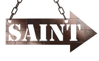 saint word on metal pointer photo