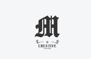 diseño del icono del logotipo de la letra del alfabeto m vintage. plantilla creativa para negocios en blanco y gris vector