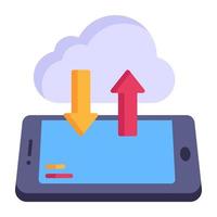 Internet data storage, flat icon of cloud transfer vector