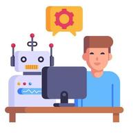 un icono plano bien diseñado de robot vector