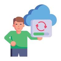 Flat editable icon of cloud update is up for premium use vector