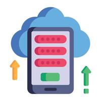 Mobile cloud, flat icon of binary storage vector