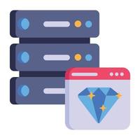 Server and star badge, flat icon of database quality vector