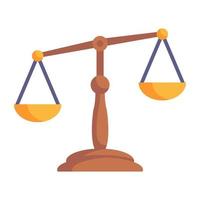 Balance scale, symbol of justice flat icon vector