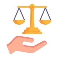 Balance scale, symbol of justice flat icon