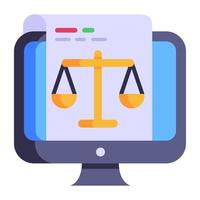 Balance scale, symbol of justice flat icon vector