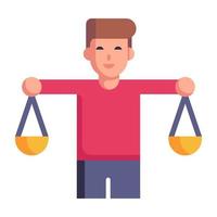 Balance scale, symbol of justice flat icon vector