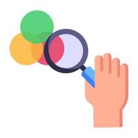 Rgb colors and magnifier, concept of choose color flat icon vector