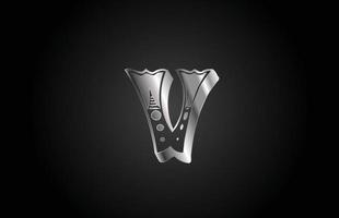 V vintage metal alphabet letter icon logo. Creative design for business or company vector