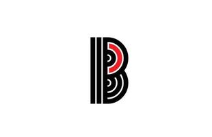 icono del logotipo de la letra del alfabeto de la línea roja b. plantilla de diseño creativo para empresas y negocios en blanco y negro vector