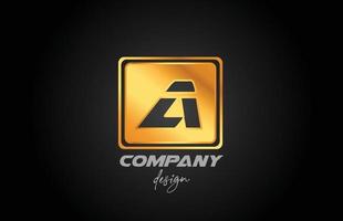 A gold golden metal alphabet letter logo icon with square design. Creative template for business and company vector