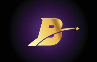 icono del logotipo de la letra del alfabeto b dorado dorado con estrella. diseño creativo para negocios o empresas con swoosh vector
