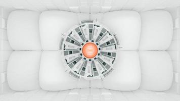 Futuristic empty stage or White Sci-Fi Corridor for background. Technology and sci-fi concept, 3D Render. photo