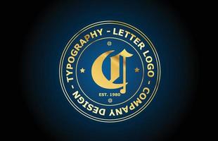 Diseño de icono de logotipo de letra del alfabeto vintage c dorado. plantilla creativa para etiqueta e insignia en estilo dorado vector