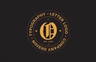 amarillo marrón o vintage alfabeto letra logo icono diseño. plantilla creativa para placa y etiqueta vector