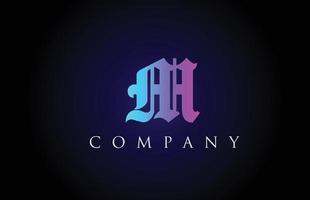 m diseño de alfabeto de letras azul rosa vintage. plantilla de icono de logotipo creativo para empresas y empresas vector