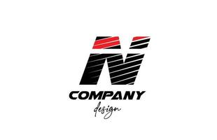 black and red N alphabet letter logo icon. Creative design for company and business with sliced bold style vector