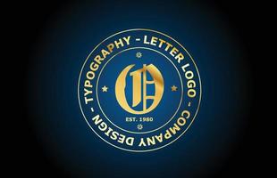 oro o diseño de icono de logotipo de letra del alfabeto vintage. plantilla creativa para etiqueta e insignia en estilo dorado vector