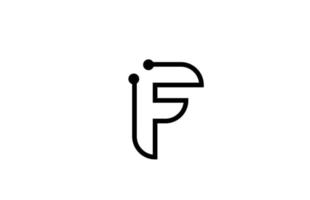 F line black and white alphabet letter logo icon design with dot. Creative template for business and company vector