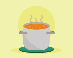 Close up hot pot for your cooking. Cartoon vector style for your design.