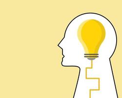 Light bulb with a brain. Idea or smart brain concept. Cartoon vector style for your design.