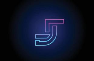 j icono de diseño de logotipo de letra del alfabeto con línea. plantilla creativa para empresas y negocios en colores azul rosa vector