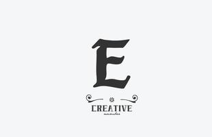 vintage E alphabet letter logo icon design. Creative template for business in white and grey vector