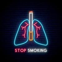 Neon Stop smoking signboard. vector