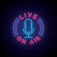 Podcast neon sign. vector