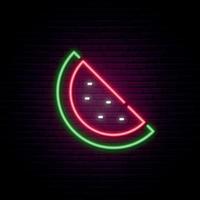 Neon Watermelon sign. vector